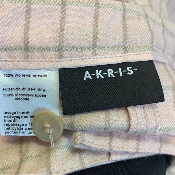 Akris flamingo pink wool plaid check Farrah trouser pants size 6 - Picture 6 of 13